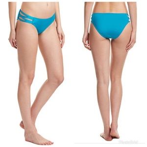 Carmen Marc Valvo Teal Strappy Bikini Bottoms